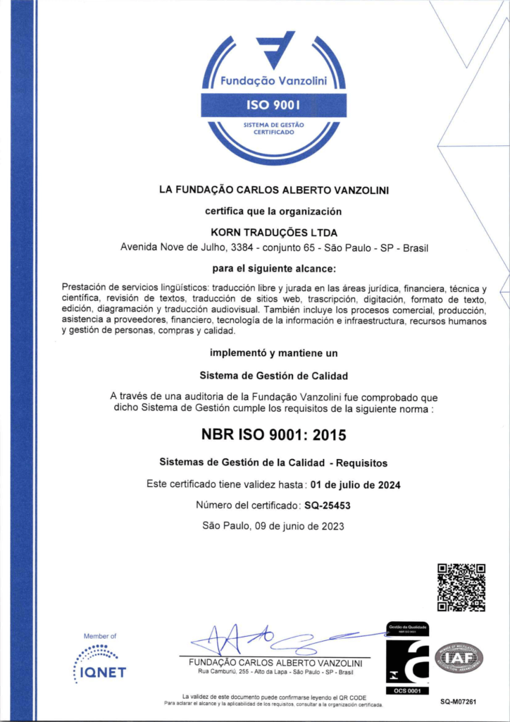 ISO 9001 ESP